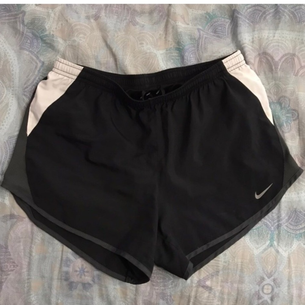 Black and gray Nike pro running shorts